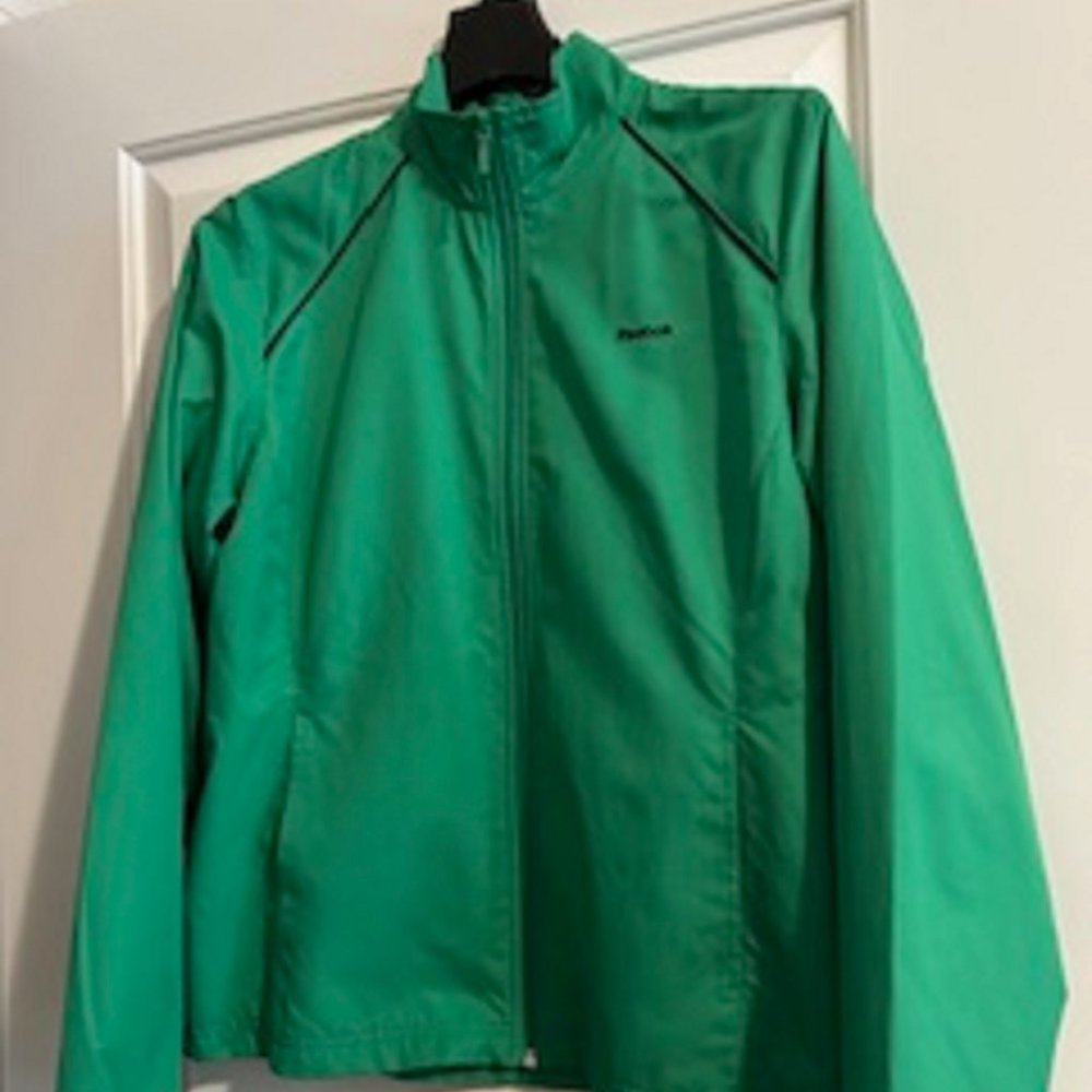 Women Reebok Jacket (Green, Black Trim) Size Medium Zipper Enclosure Active Wear